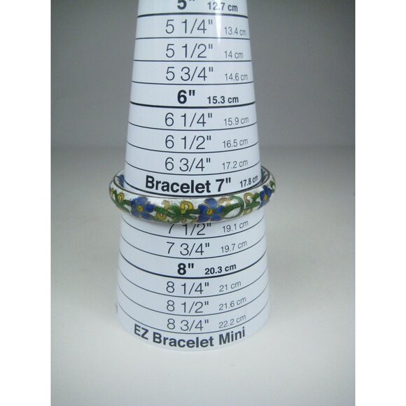Vintage Floral Cloisonné Bangle Bracelet 7 inch Diameter CHIP SMALL - Picture 6 of 9